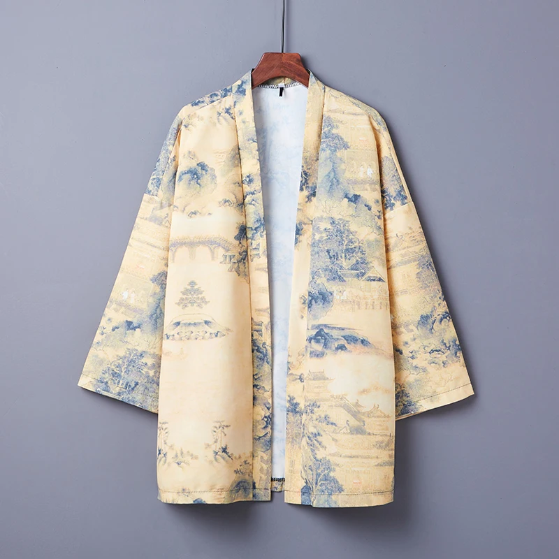 Japanese Kimono Cardigan Men Yukata Traditional Beach Coat