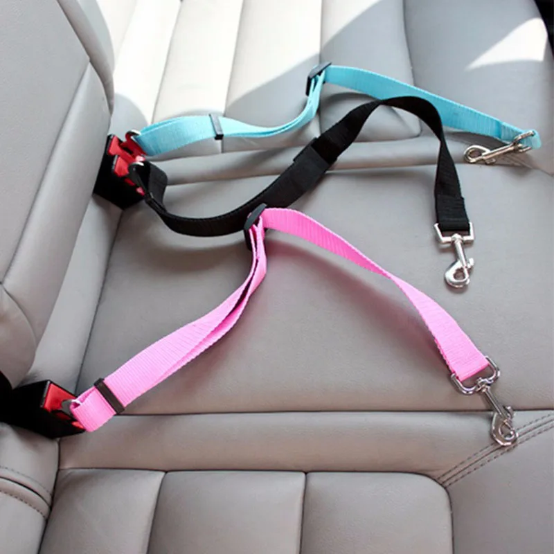 Adjustable Durable Pet Car Seat Belt Safe Vehicle Dog Harness Lead Clip Solid Safety Lever Traction Rope Wear Resistant Pet Collar Accessory Adjustable Design for Small Medium Large Dogs and Cats Travel Driving Security Pet Outdoor Walking Supplies