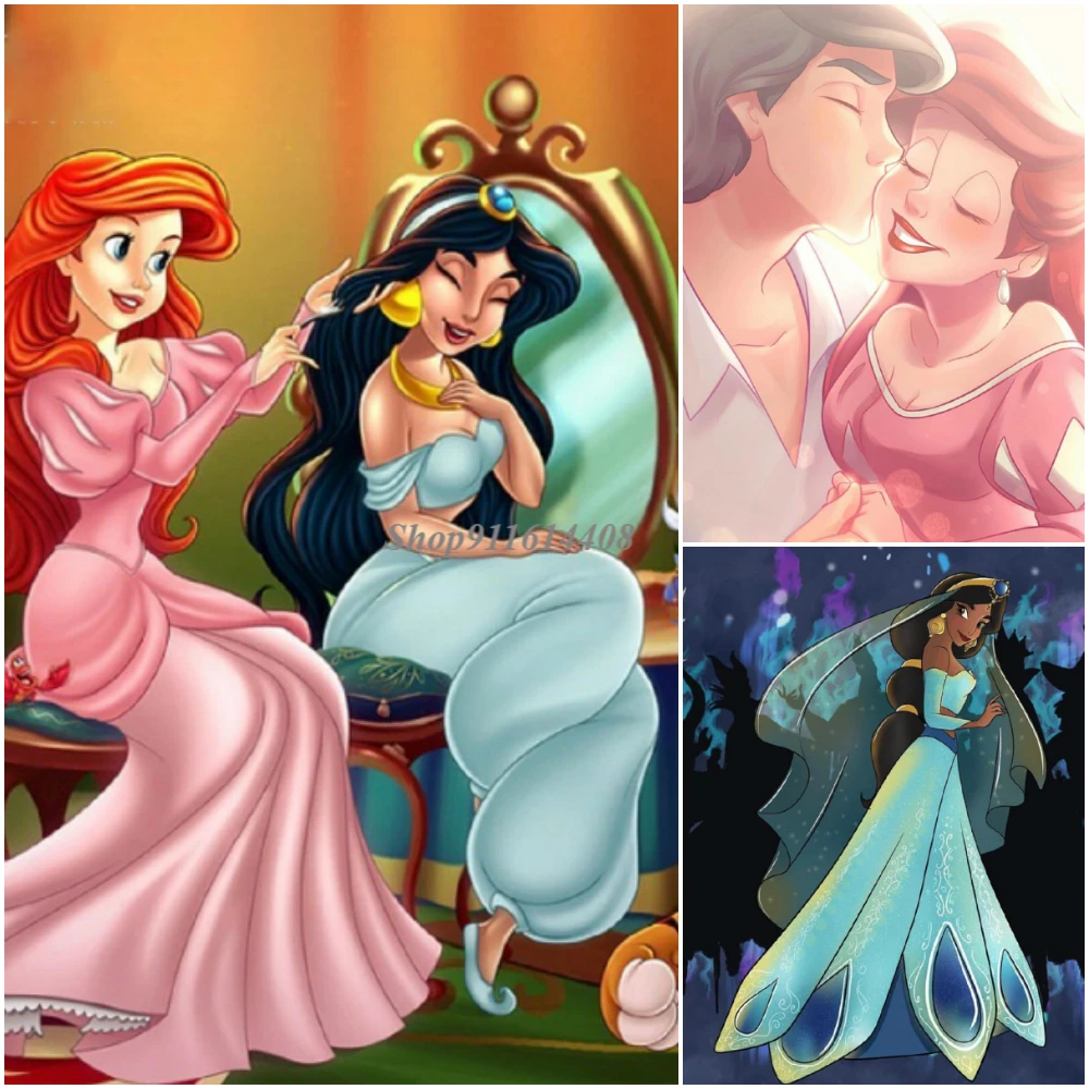 Pittura Su Tela Disney Classic Cartoon Aladdin The Little Mermaid Princess Poster Stampe Wall Art Picture Living Room Home Decor