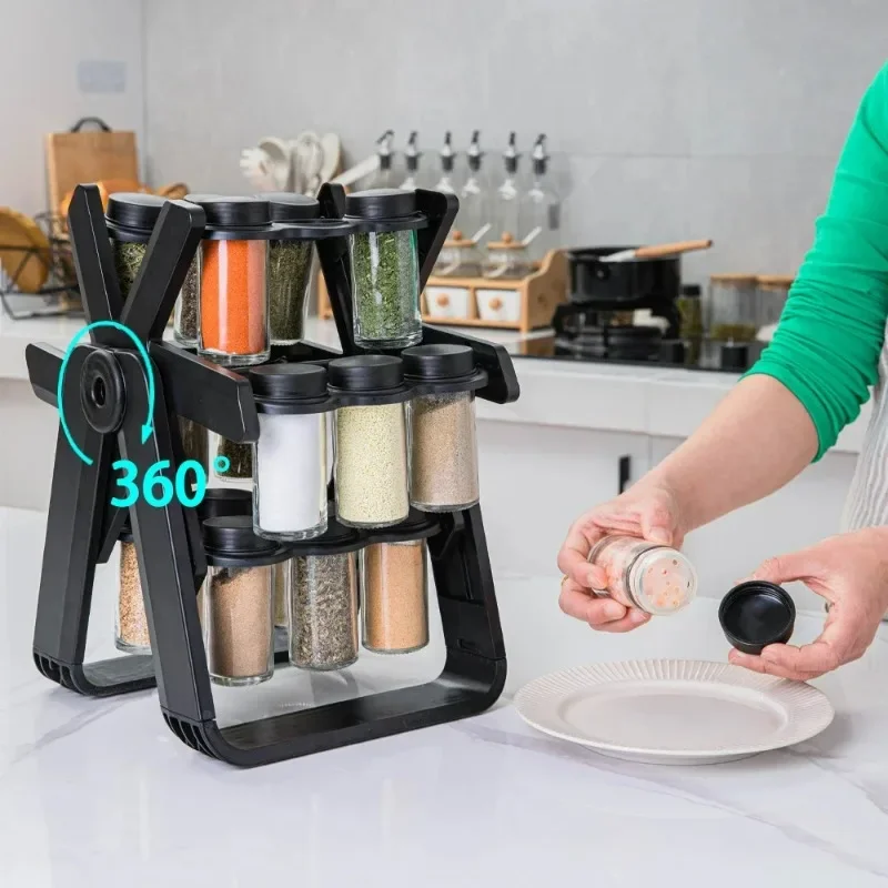 

360° Rotating Spice Storage Organizers Kitchen Accessories Seasoning Bottles Holder Storage Rack Ferris Wheel Spice Jars Shelves