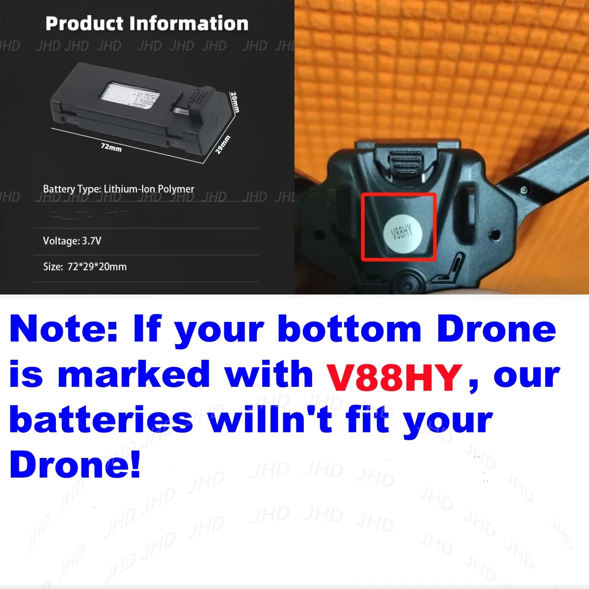 RC Drone Battery RC Battery Drone Battery JHD V88 3.7V 3200mAh LiPo Battery Drone Backup V88 Battery For V88/P15 Mini Drone RC Parts