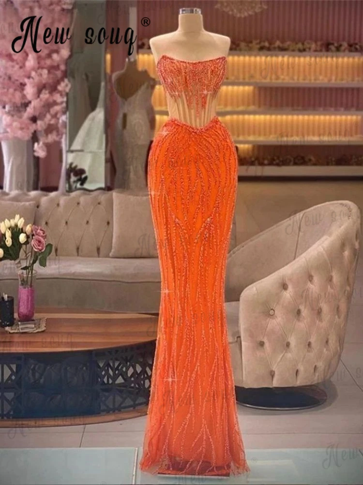 

3 Styles Aso Ebi Orange Party Gowns Beading Mermaid Vestido De Noiva Custom Made Corset Formal Prom Party Gowns 2023 Elegant