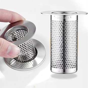 Filtro per lavello in acciaio inossidabile Filtro per scarico a pavimento in rete Lavello da cucina Filtro anti-intasamento Accessori per lavandino raccogli capelli per bagno 1