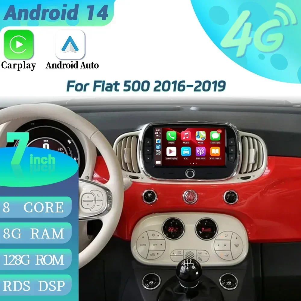 Autoradio Android 13 CarPlay WiFi 4G – Fiat 500 2016-2019
