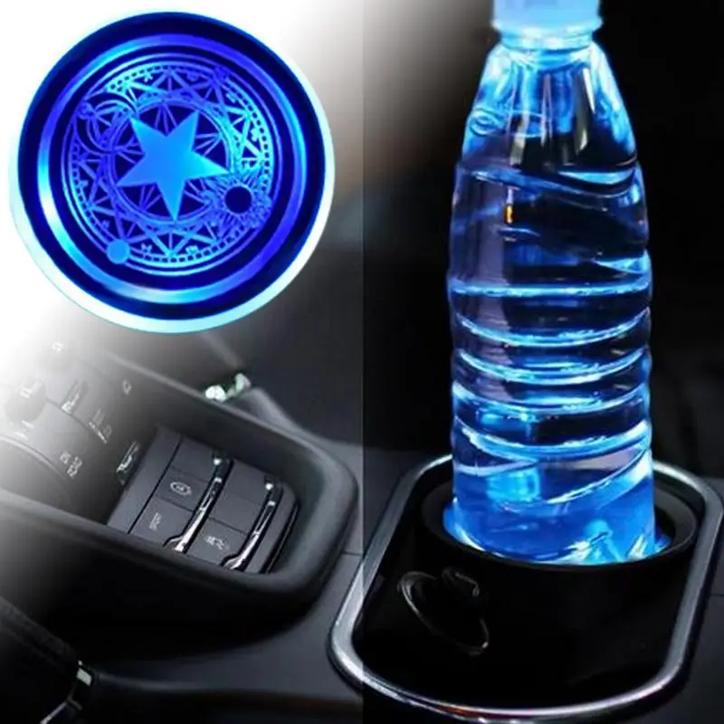 1PC 7 Colors Car LED Luminous Water Cup Pad Auto Cup Bottle Holder Coaster Anti-slip Pad Mats Interior Atmosphere Light Decor