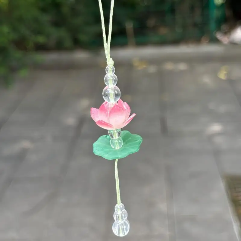 Exquisite Sommer Rosa Lotus Telefon Charme Anhänger Mode Simulierte Blume Perlen Schlüsselbund Auto Ornamente Für Frauen Tasche Dekoration – Detail 8