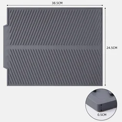 Enhanced Silicone Dish Drying Mat - Large, Non-Slip, Heat Resistant, Easy to Clean, Foldable Kitchen Counter Pad - L (YH1189grey)