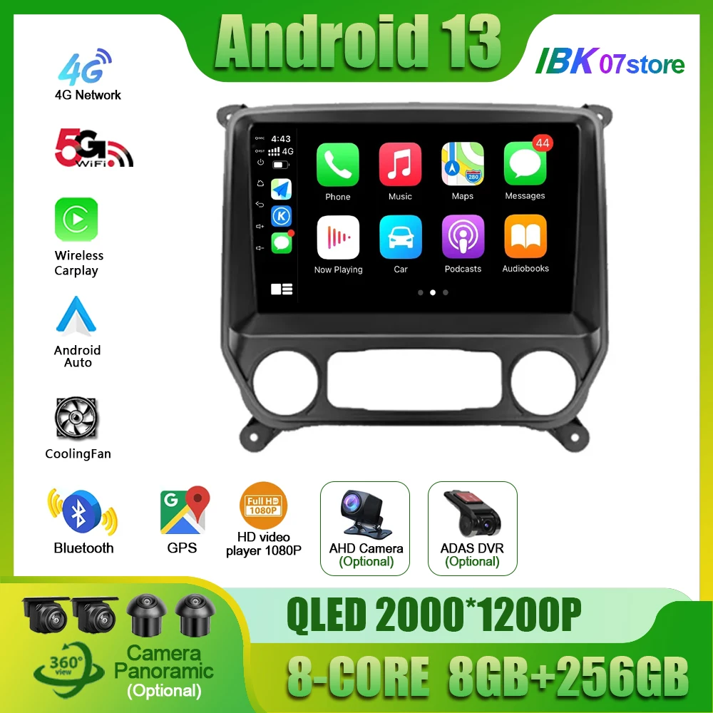 

For Chevrolet Silverado3 GMTK2 2013 - 2019 Car Radio Carplay Multimedia Player Bluetooth Intelligent System Android13 Navigation