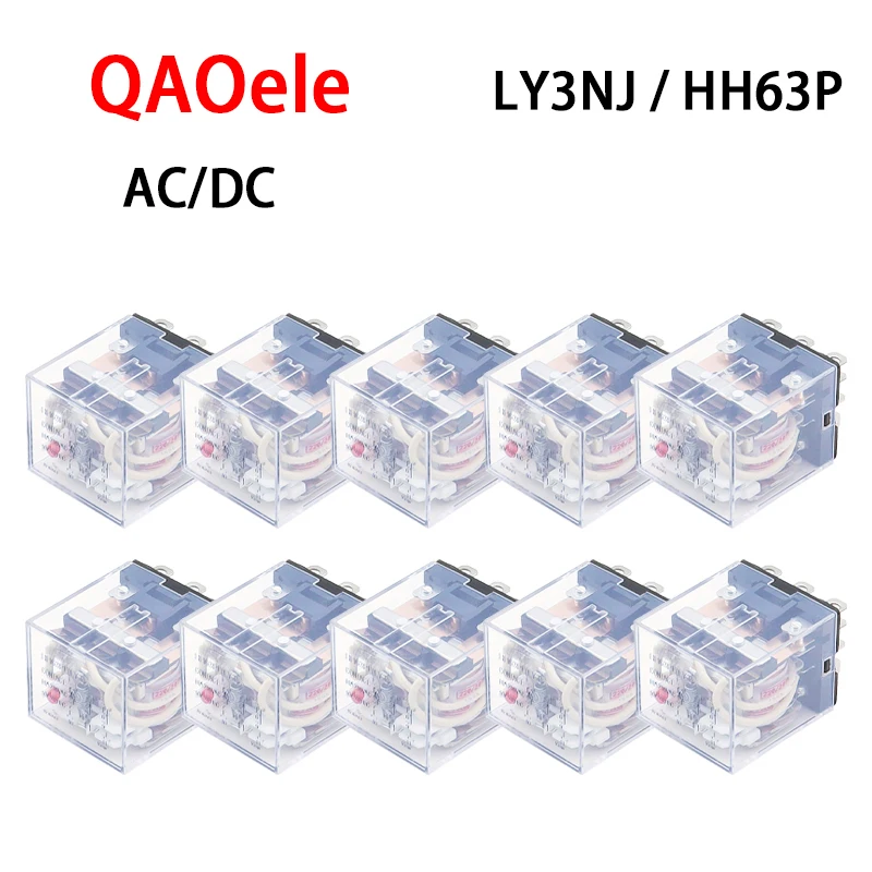 Micro Mini Relé de Bobina Eletromagnética Geral Led Hh63p Ly3 Ly3nj 220v 24v 12v ac dc 10a 11pin Contato Prata 10 Pcs