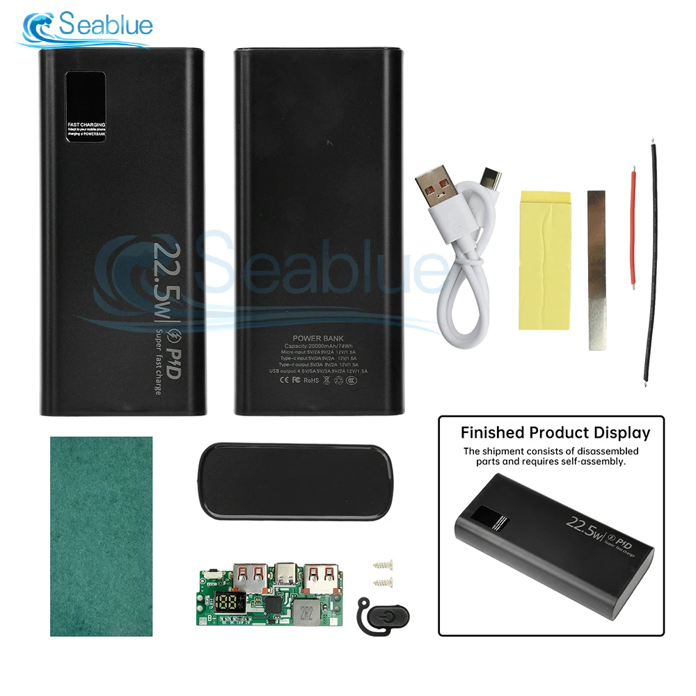 Kit Power Bank fai-da-te a ricarica super veloce da 22,5 W con display digitale in tempo reale Protezione tripla di ricarica rapida bidirezionale di tipo C - immagine 6