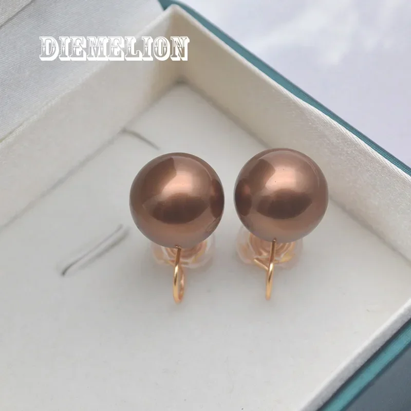 8 Colors 14mm Shell Pearl Ear Clip Without Ear Hole Earings Simple Mosquito Coil Clip Fashion Jewelry for Women Girls