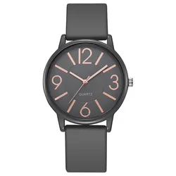 Elegant Women's Quartz Watch with Silicone Strap - Fashion Casual Timepiece (Grey)