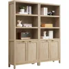 Bookcase  Bookshelf 5 Tier Rattan Boho Bookcase with Doors Storage Large Book Case Shelf Farmhouse Bookshelves 1