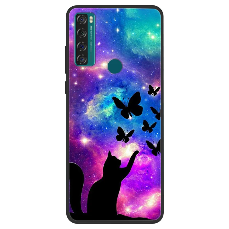 Space Painted Black Silicone TPU Case - Protective Shell Cover