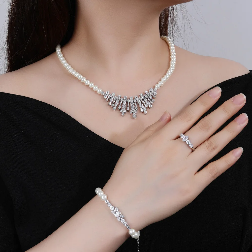 2023TrendyPearlTasselBohemiaGemAnniversaryNecklacesEarringsfor