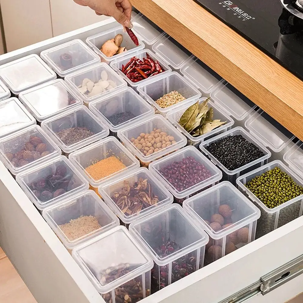 1Pcs 냉장고 식품 신선한 주방 보관 상자 좋은 씰링 투명한 향신료 컨테이너 케이스 보이는 홈 건조 과일 항아리