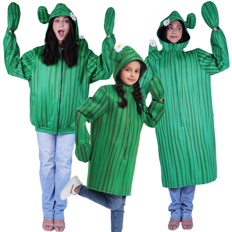 

Unisex Adult Cactus Costume Halloween Purim Role Play Party Clothes Kids Cactus Green Plant Jumpsuits Outfits