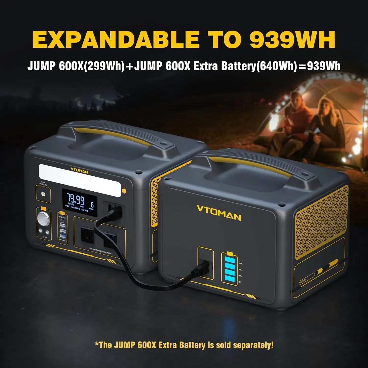 600W Solar Generator with Panels Included, 299Wh Durable LiFePO4 Portable Power Station with Up to 1200W AC Outlet, Jump Starter