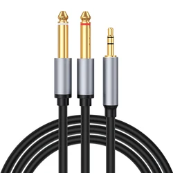 Premium Stereo to Mono Y Splitter Audio Cable - 3.5mm to Dual 6.35mm TS Connectors - 3m (Black)