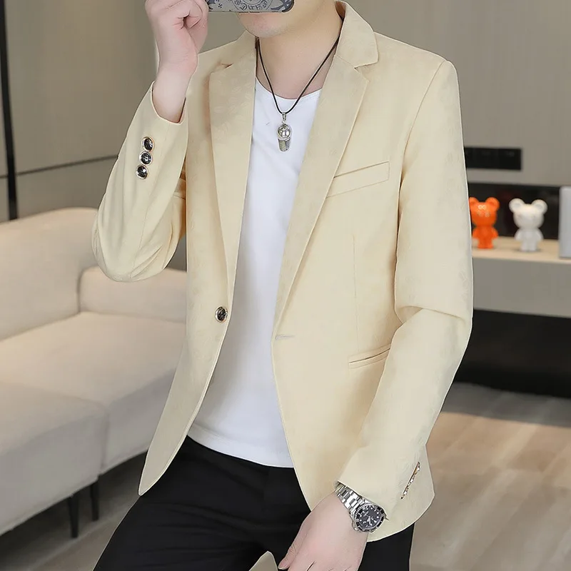 

HOO 2024 Men's Autumn Casual blazer Youth Fashion Handsome blazer Fashion