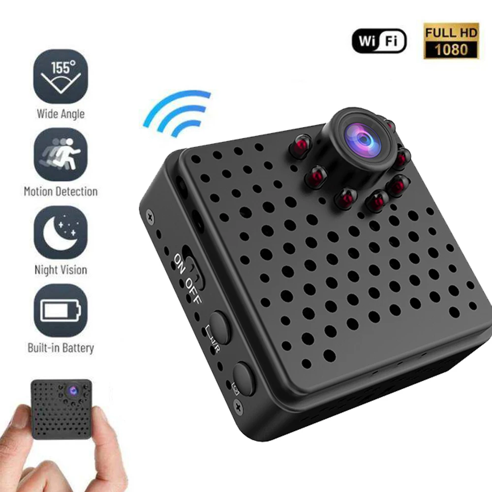 

HD 1080P Wi-Fi видеозапись Спортивная камера AI Обнаружение человека Беспроводная мини-камера для домашней безопасности мини-камеры W18 экшн мини-камера