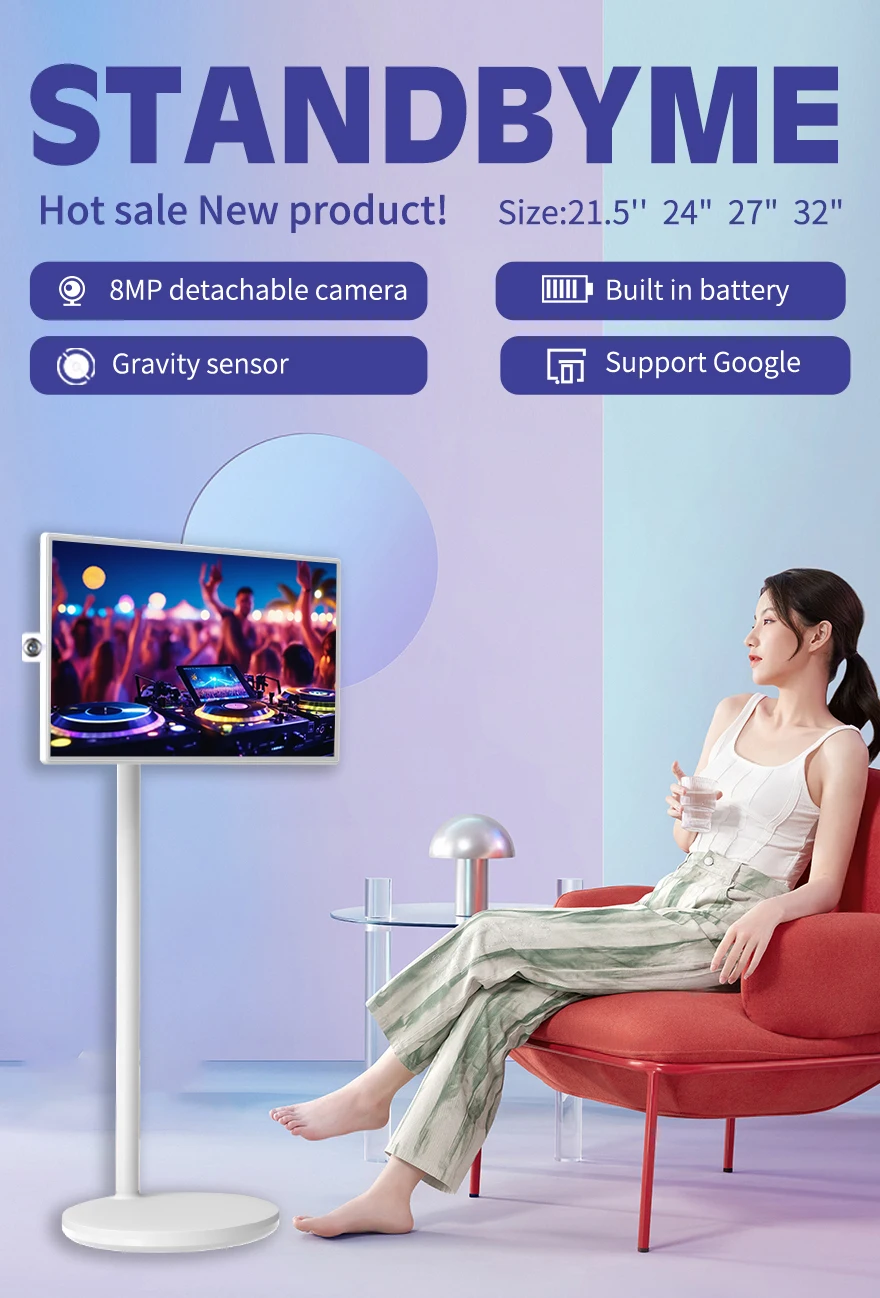 Hot 4K Screen 32 Inch Android Touch Screen Stand By Me Tv Built-in Battery Camer