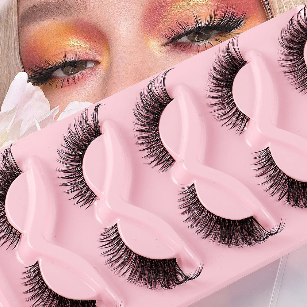 Half Eey Lashes 5/10 Pairs Faux Mink Lashes Natural False Eyelashes Wispy Fluffy Eyelash