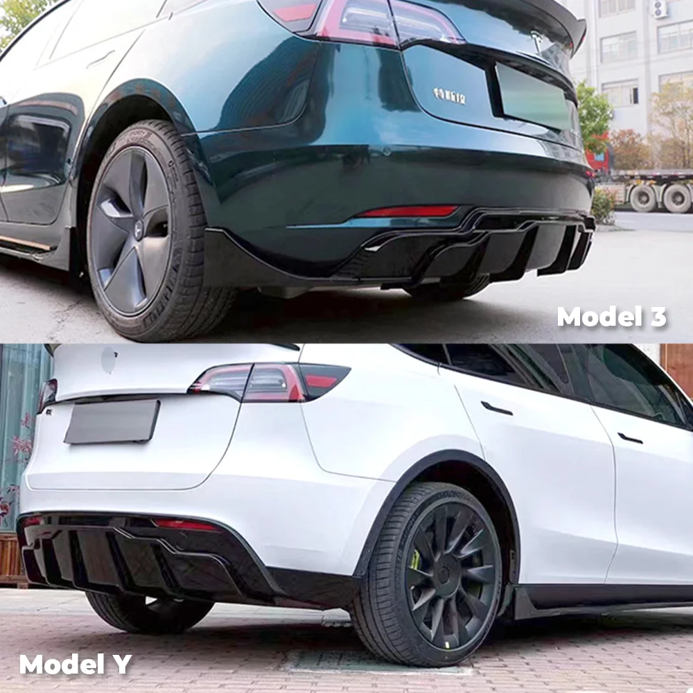 Tesla Body Kits For Model 3 Y 2017- 2023 Tunning Fast Aero Matte Black Front Bumper Lip Rear Diffuser Spoiler Tuning Accessories