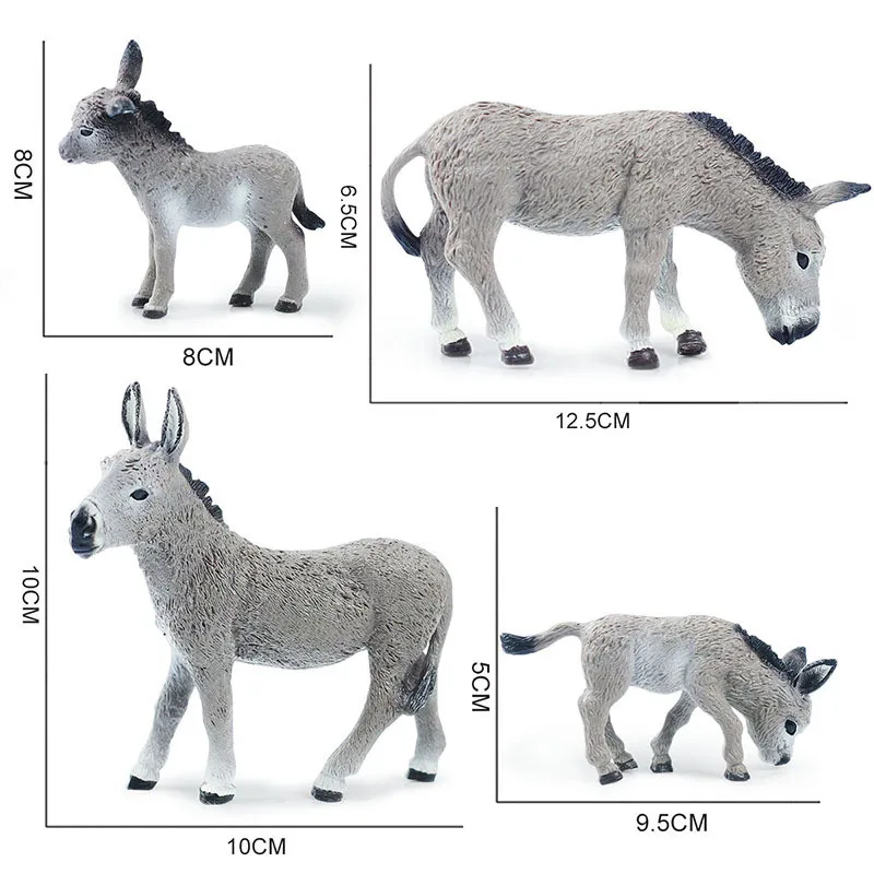 Donkey Figures Real Farm Animal Figurines Anime Action Figure Kids Novel Toys games Plastic Animals for Children Christmas Gifts 6