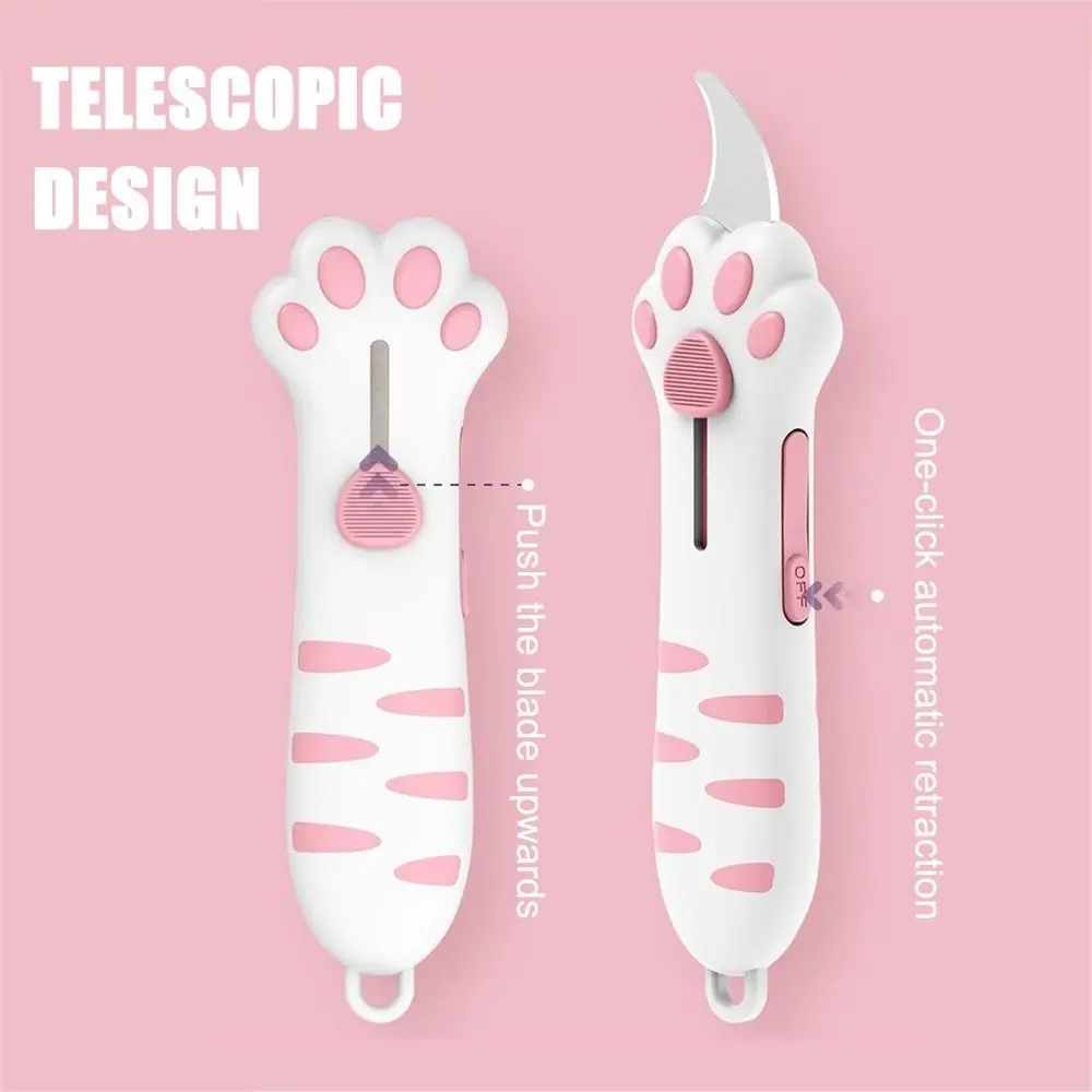 Creative Cat Paw Box Cutter Portable Plastic Cat Box Paper Cutter Paper Cutting Tool Retractable Letter Opener Gift Opener