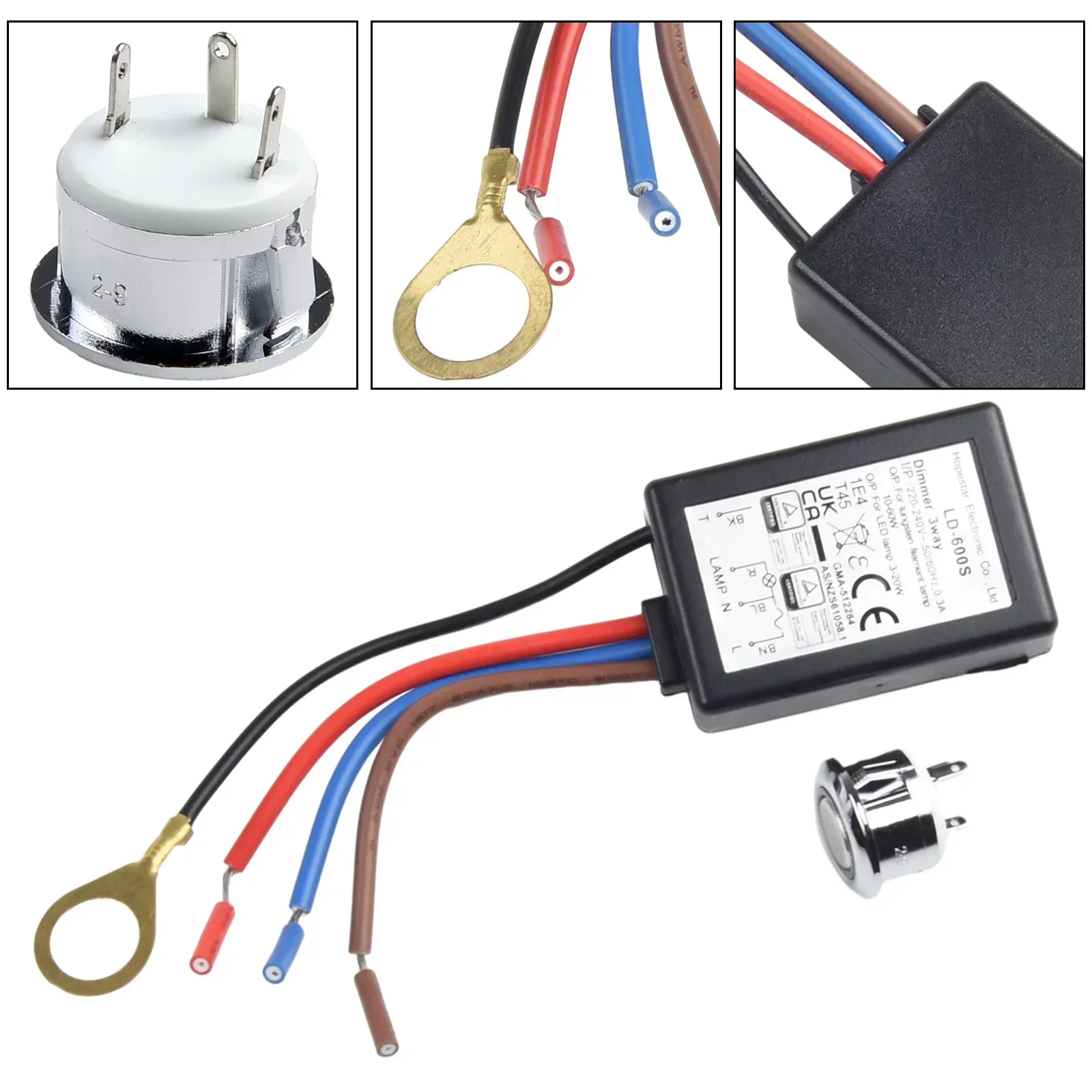 LD 600S EU Touch Dimmer Switch 3 Way Finger Touch Dimming ON/OFF for LED/Incandescent TUV/EMC/CE/SAA Certified 2