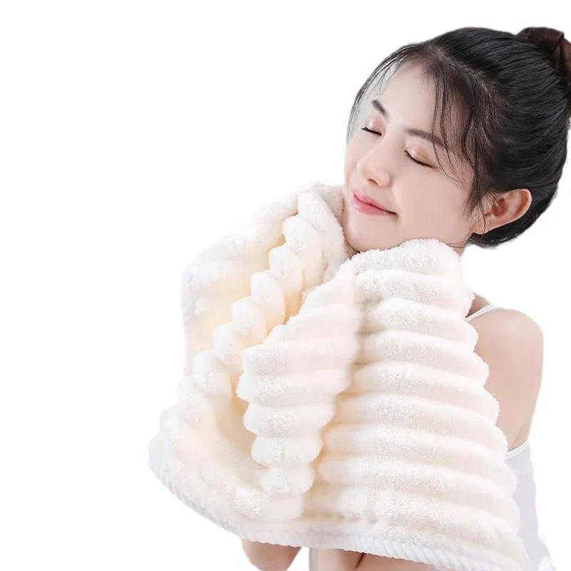 High quality jelly velvet absorbent coral velvet bath towel, household thickened non shedding plush set bathrobe 5