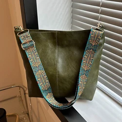 Chic Wide Strap Geometric Shoulder Bag - Large Capacity Retro PU Leather Tote (A3)