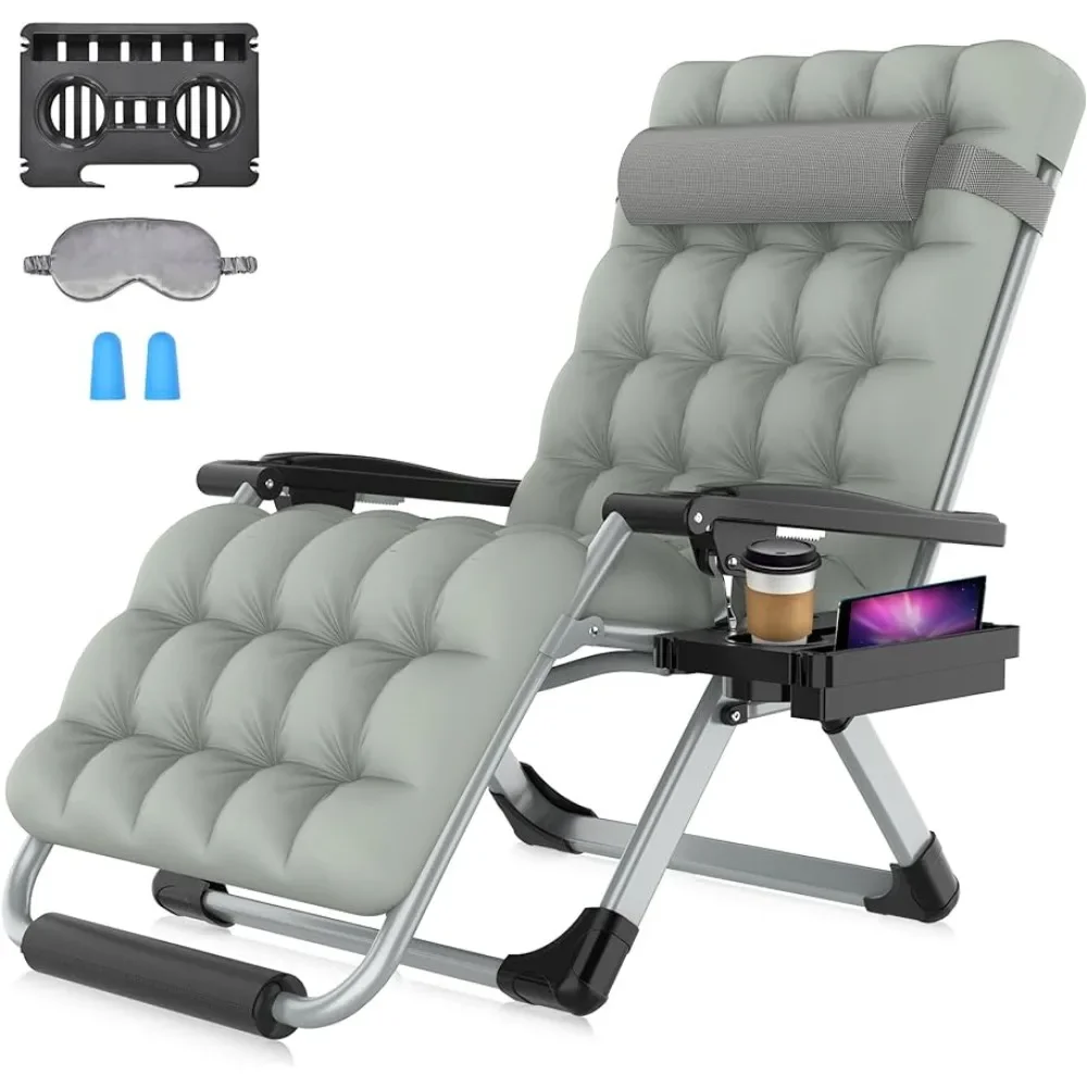 

Suteck Oversized Zero Gravity Chair, 33In XXL Lounge Chair w/Removable Cushion & Headrest, Upgraded Aluminum Alloy Lock,Gray
