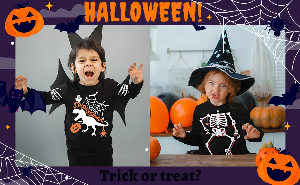 Boys Girls Halloween Sweatshirt Toddler Pumpkin Face Long Sleeve Shirt