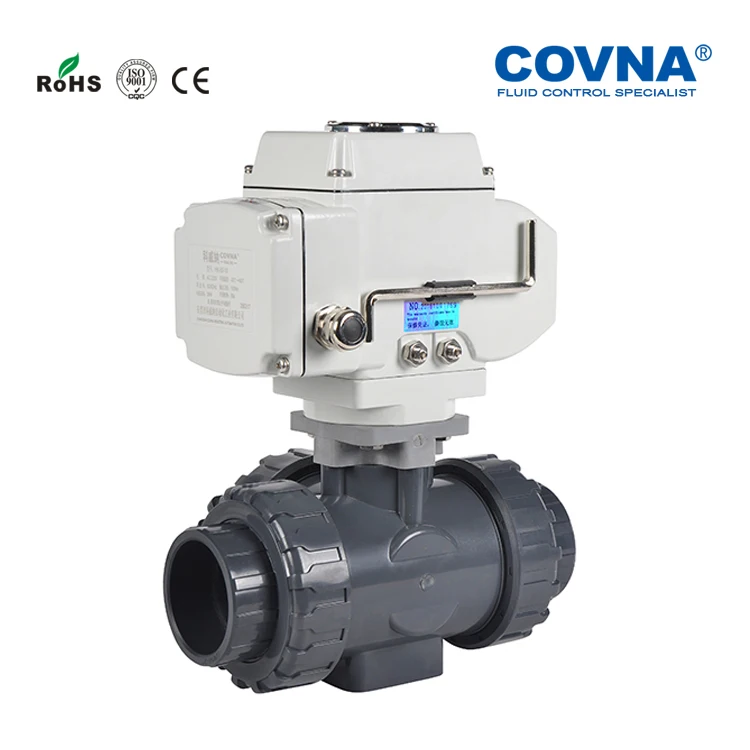 COVNA Motorized Valves 2way 3 Way 12 Volt PVC T Port L Port 2 inch electrovalvulas Electric Actuator Ball Valve