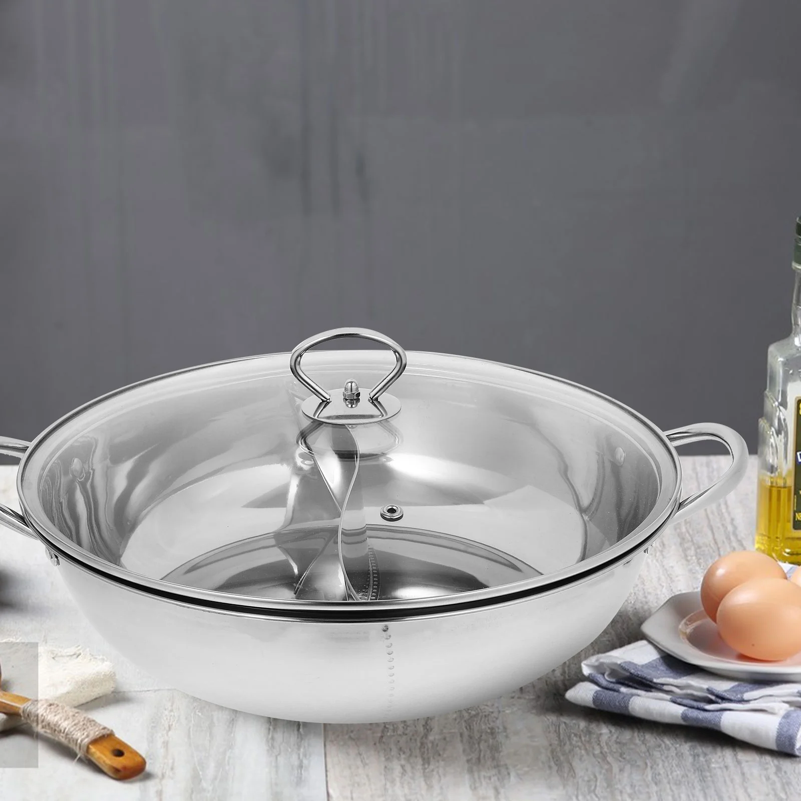 

Hot Pot Pan Stainless Steel Hot Pot Set Hot Pot With Divider Kitchen Cooking Pot