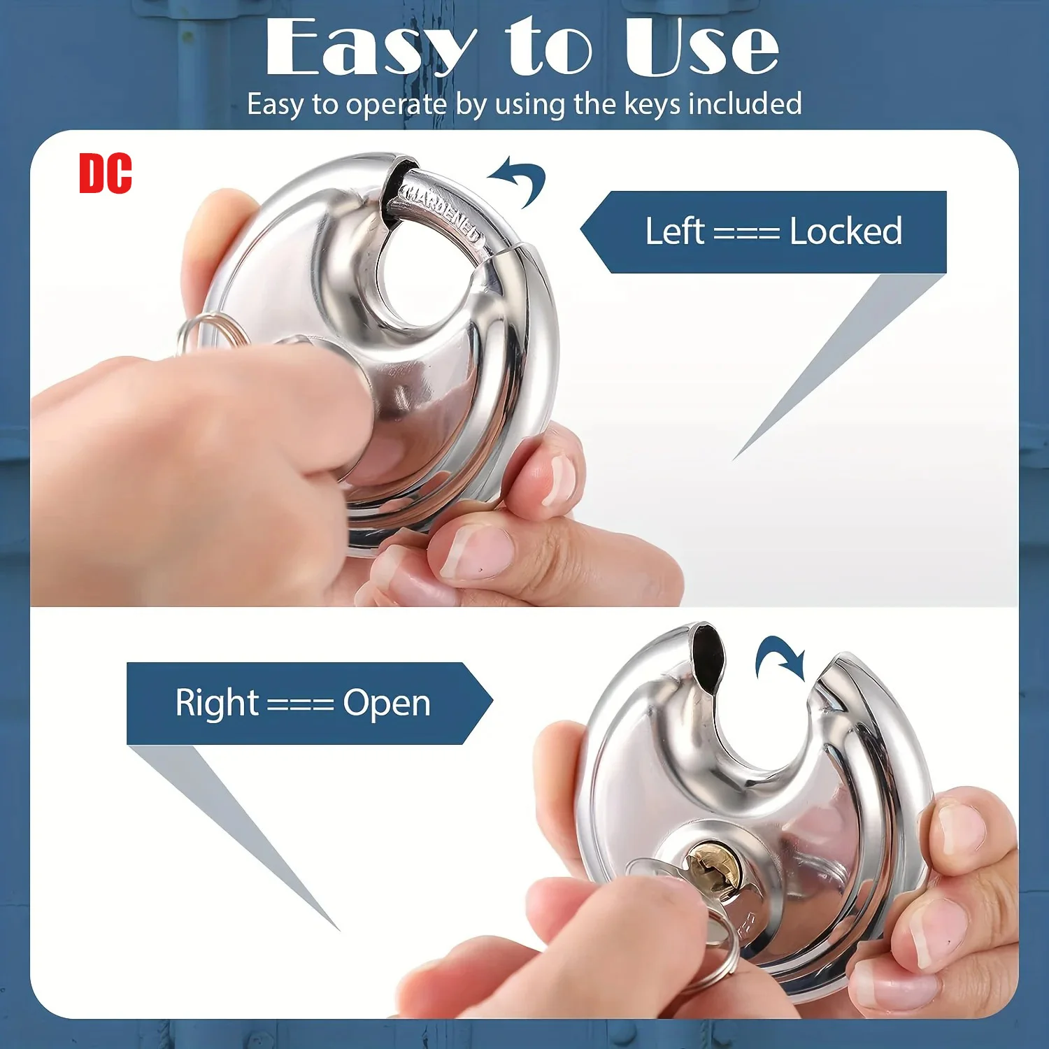 60MM Round Stainless steel Heavy Duty Key Lock Security Padlock 1/2/3PCS Outdoor Gym Safely Door Lock Anti-theft Tools