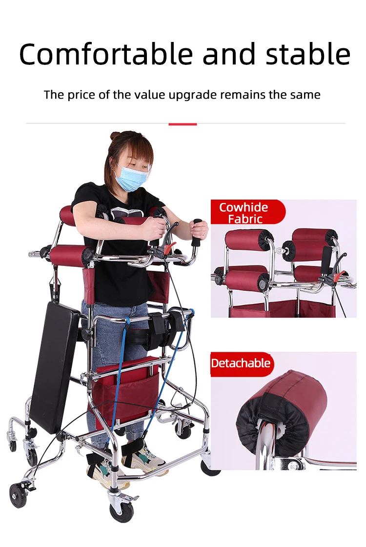 Assisted Lower Limb Walking Path Stand Walker Frame Equipment Stroke Hemiplegia Training Walker Rollator with Handbrake 2