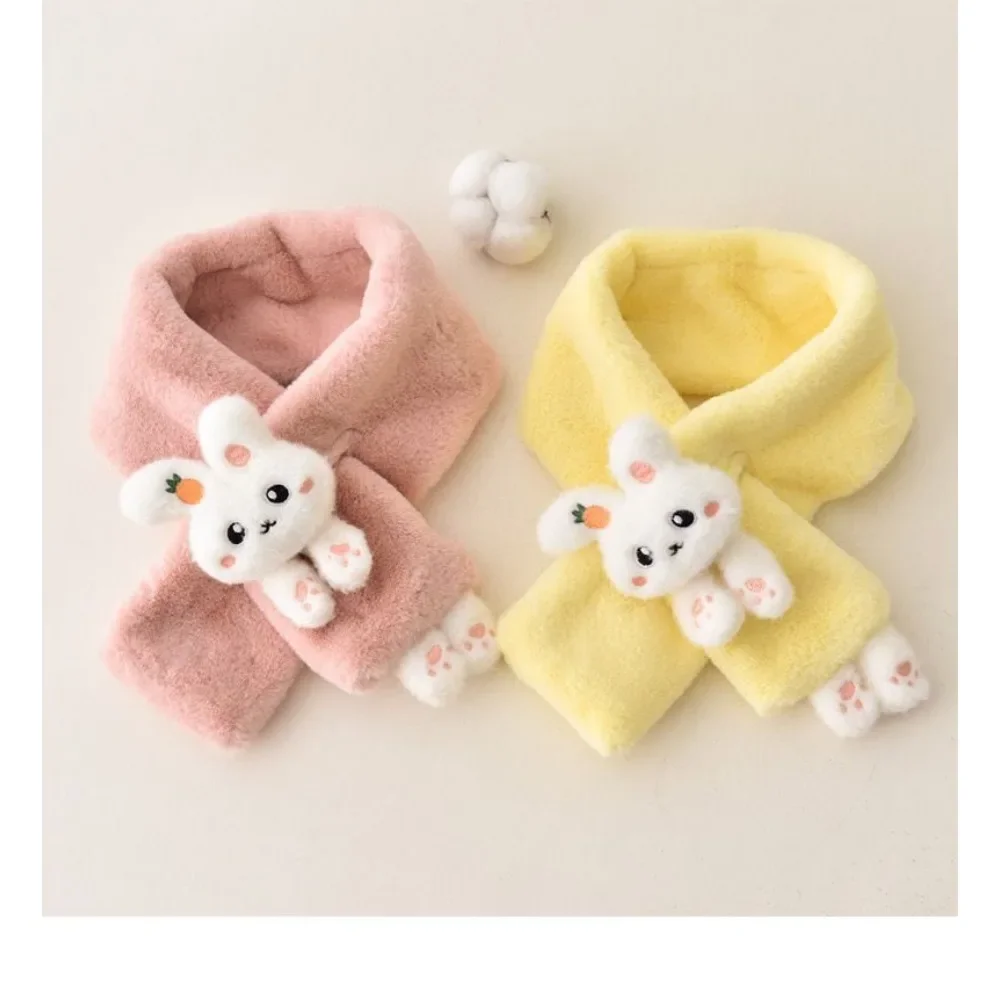 Baby Scarf Rabbit Fur Scarf Boys Girls Winter Thick Plush Cross Children's Scarf