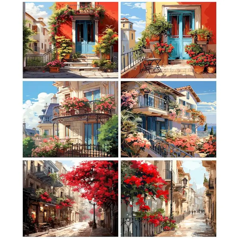 

CHENISTORY Pictures By Number Drawing On Canvas Kits Painting By Number House Landscape DIY Frame Modern HandPainted Art Gift