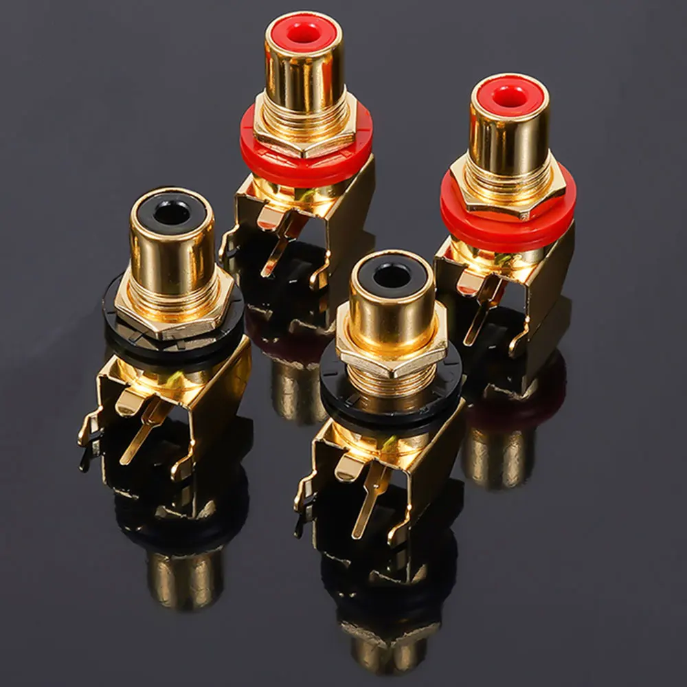 

2PCS Pure copper gold-plated RCA socket Installation welding on PCB Board AV Audio Amplifier speaker terminal connector