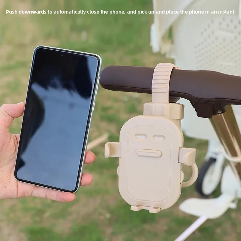 2-in-1 Universal Stroller Hooks Holder with Phone Holder Phone Holder for Wheelchair Stroller Accessories Adjustable Pram Hook