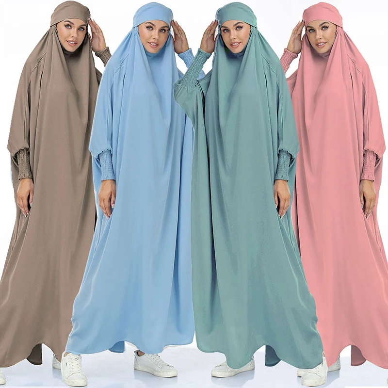 ETOSELL Eid Hooded Muslim Women Hijab Prayer Garment Jilbab Abaya Long Khimar Full Cover Ramadan Gown