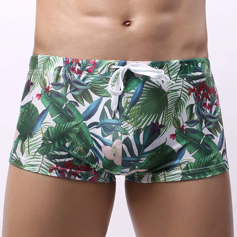 

Men Swim Briefs Sexy Swimsuits Fashion Print Swimming Trunks Surf Board Wear Beach Shorts Gay Swimwear Low Rise Bathing Boxers