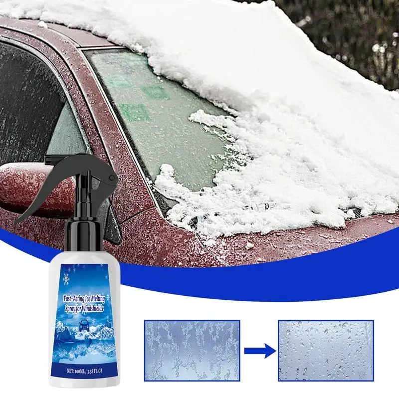 Windshield Ice Melt Spray Car Deicer Windshield Defroster Spray De-Icer Frost Remover Ice Melt Fast Acting Melts