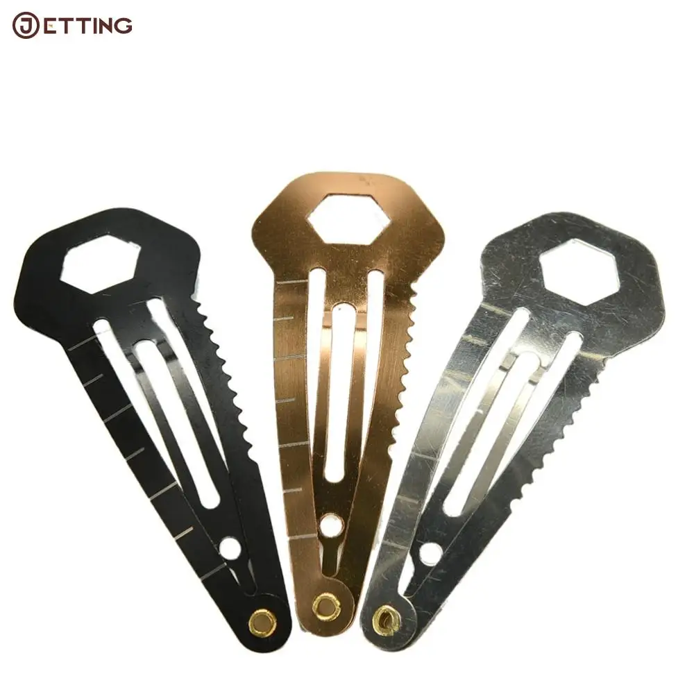 

Новинка, многофункциональная заколка для волос из нержавеющей стали, линейка, резак, отвертка, EDC Gear, брелок 8 в 1, карманный инструмент для выживания