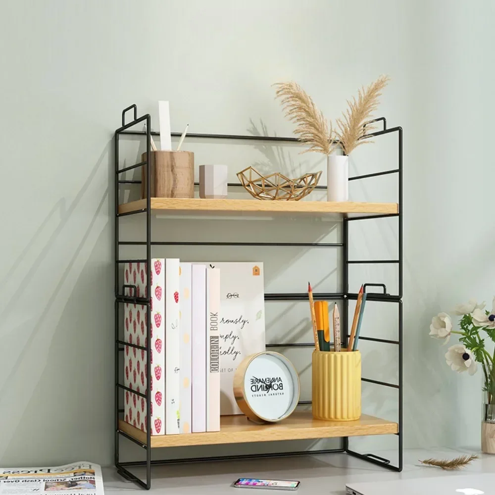 Book Display Stand Desktop Bookshelf Small Book Rack on Desk Countertop Simple Storage Shelf for Office Desk Multi Story Dormitory Bookshelves