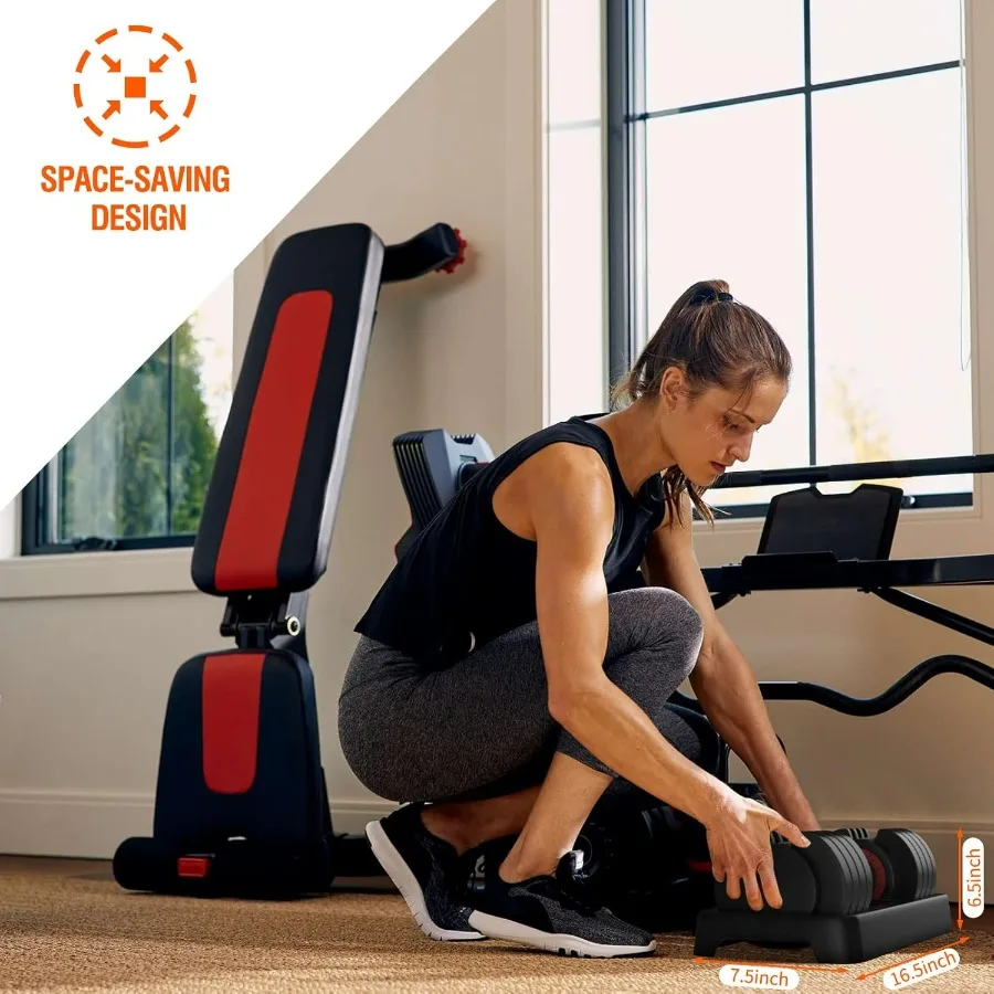 55 lbs Pair Adjustable Dumbbells Set, Adjustable Weights Dumbbells Set for Men and Women with Anti-Slip Fast Adjust Weight by Tu