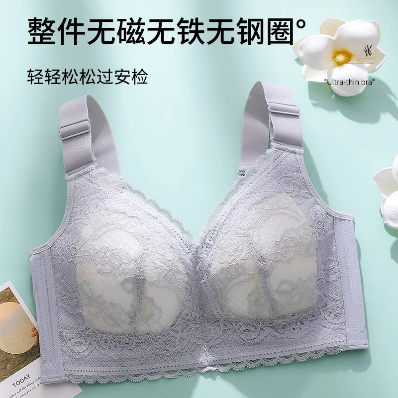 Big Chest Thin Underwear without Steel Ring Push up Comfort Breast Holding Summer plus-Sized plus-Sized Cde Cup Bra